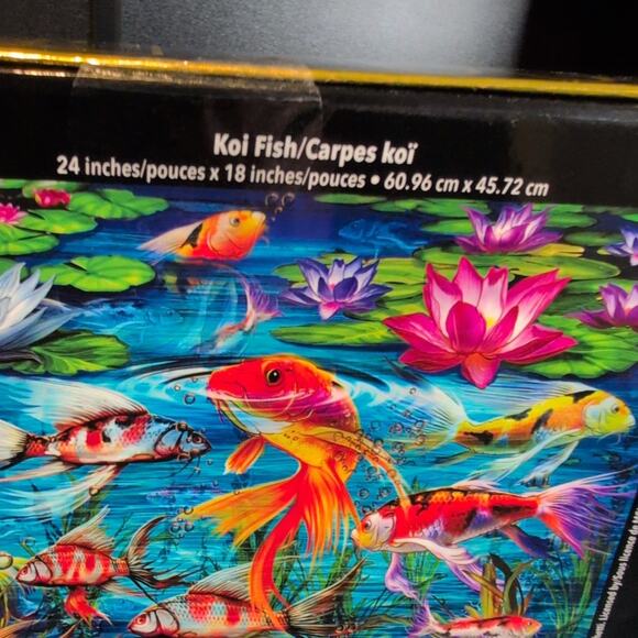 MB Big Ben Luxe Koi Fish 500 Piece Jigsaw Puzzle 24x18 – Premium Quality, Sealed - Picture 3 of 5